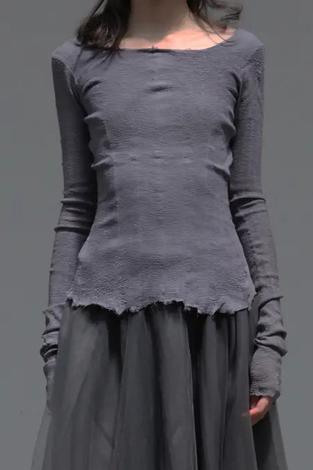 marc le bihan grey purple stretch back top 26907